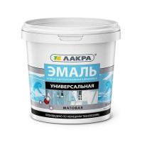 Эмаль Лакра акрил. универсал. Белая 0,9 кг п/глянц.